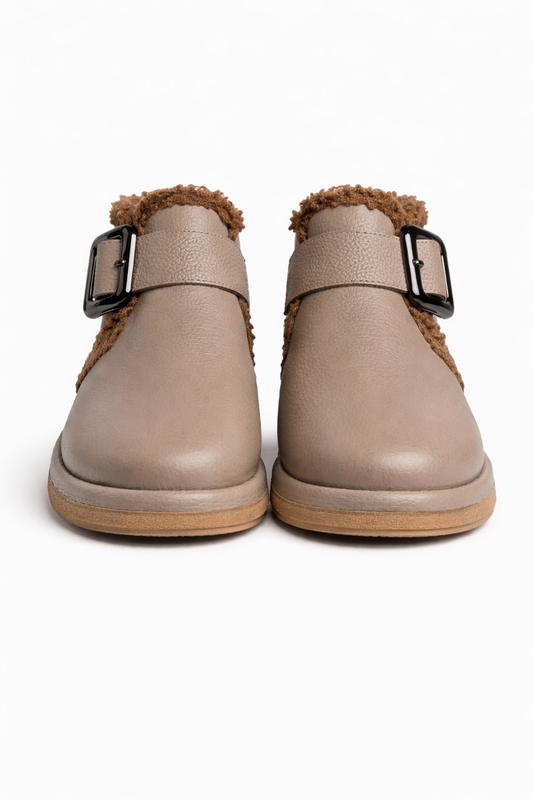 Damskie zimowe botki z ziarnistej skóry z ociepleniem