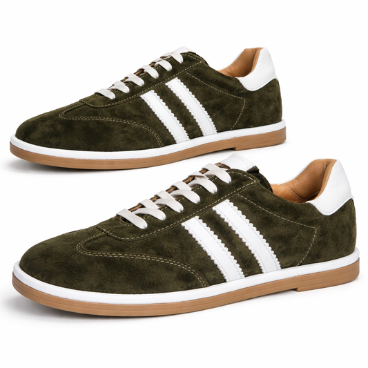 Sneakersy z naturalnego zamszu oliwkowe  lekkie i wygodne