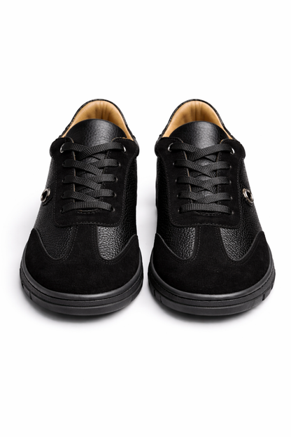 Damskie czarne sneakersy ze skóry naturalnej  komfort premium