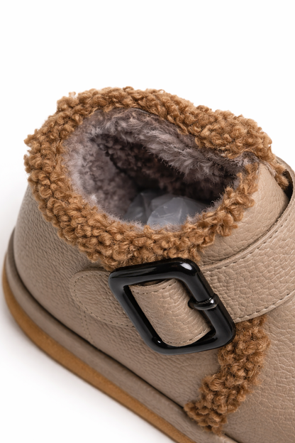 Damskie zimowe botki z ziarnistej skóry z ociepleniem