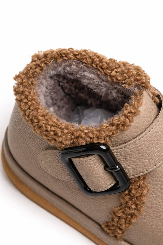 Damskie zimowe botki z ziarnistej skóry z ociepleniem