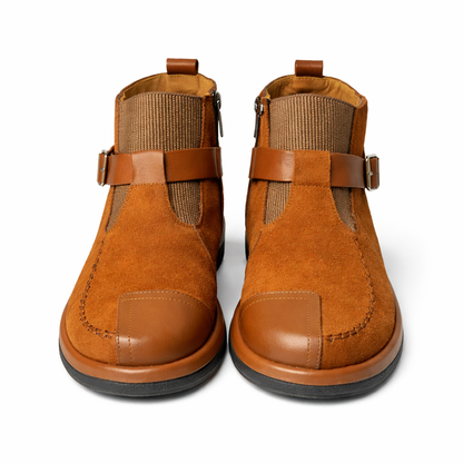 Skórzane botki damskie ocieplane naturalną cegiełką komfort na każdą szerokość stopy