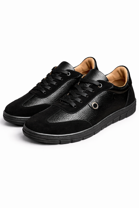 Damskie czarne sneakersy ze skóry naturalnej  komfort premium