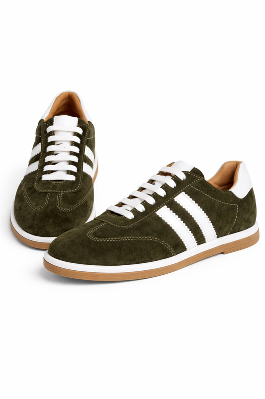 Sneakersy z naturalnego zamszu oliwkowe  lekkie i wygodne