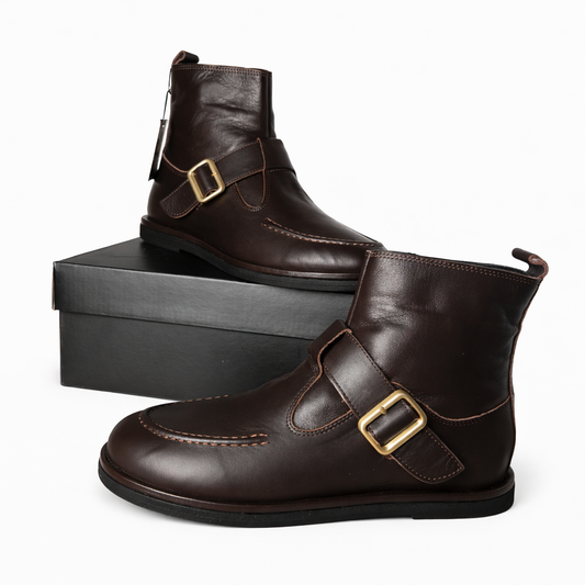 Skórzane botki damskie ocieplane  brązowe, naturalna skóra