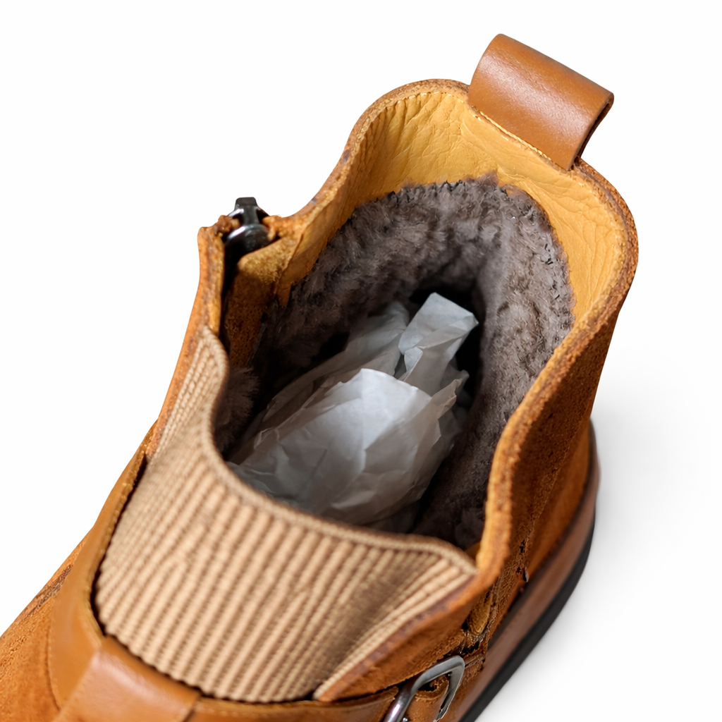 Skórzane botki damskie ocieplane naturalną cegiełką komfort na każdą szerokość stopy